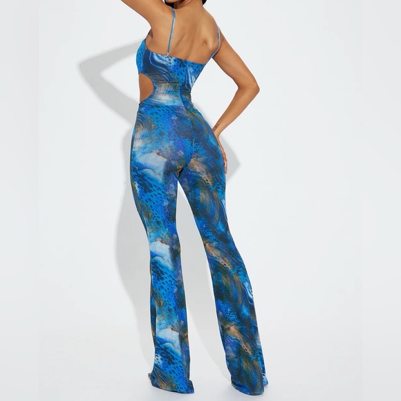 Fashion Nova What You're Missing Mesh Jumpsuit - Blue/combo - Picture 3 of 6